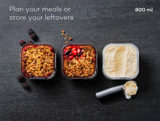 Glass Food Storage Containers with Lids| 3 Pack Square Set 27oz/3.4cup | Glass Meal Prep Containers | Non-Toxic & Airtight | Glass Containers with Lids | Oven, Freezer & Dishwasher Safe