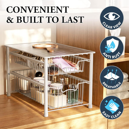 Simple Houseware Stackable Basket Drawer, Chrome