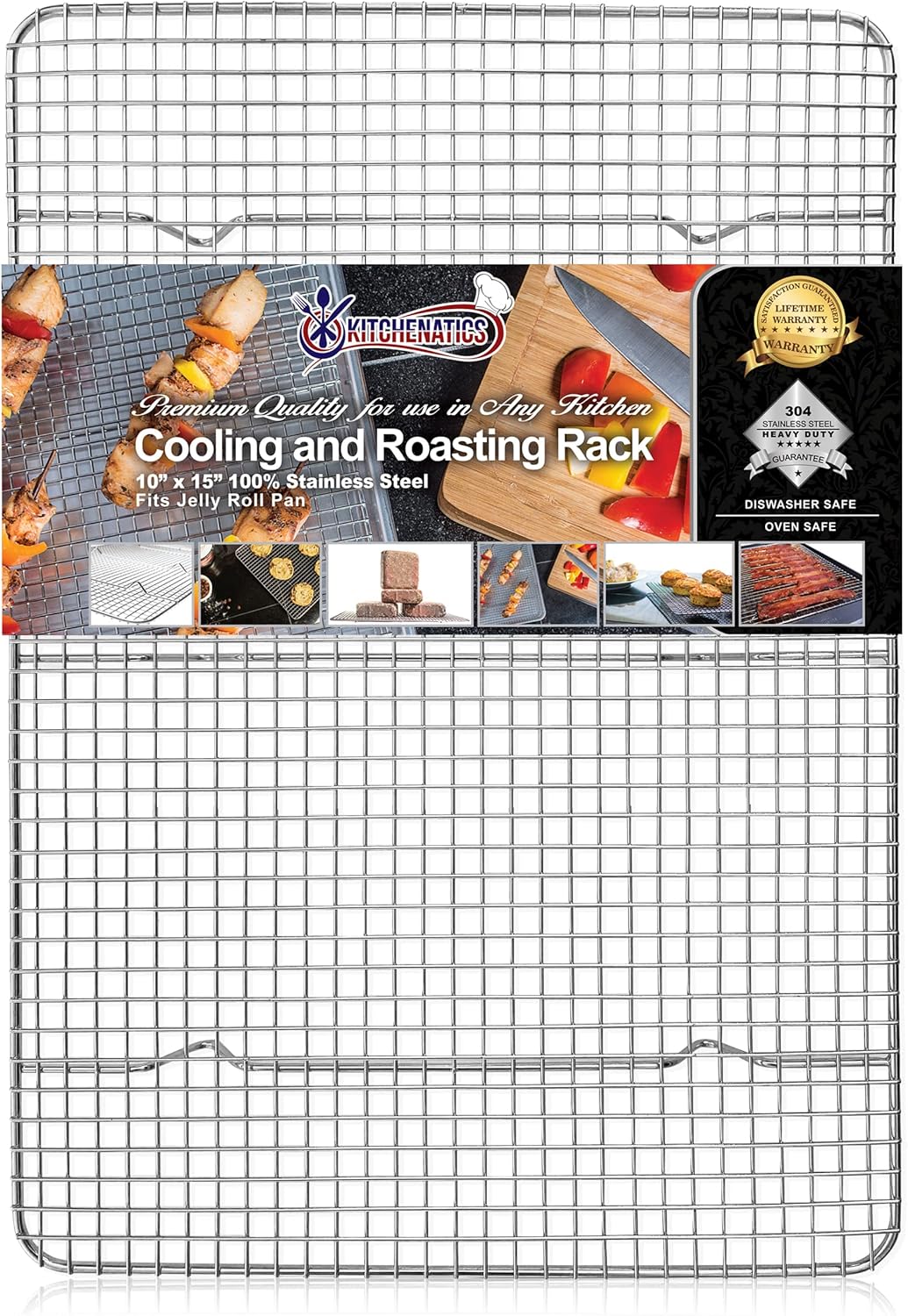 Kitchenatics 4-Tier Stackable Cooling Rack Space Saving Baking Set, 15x10"
