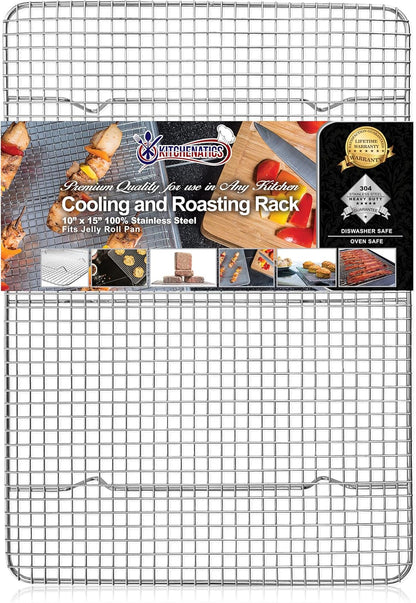 Kitchenatics 4-Tier Stackable Cooling Rack Space Saving Baking Set, 15x10"