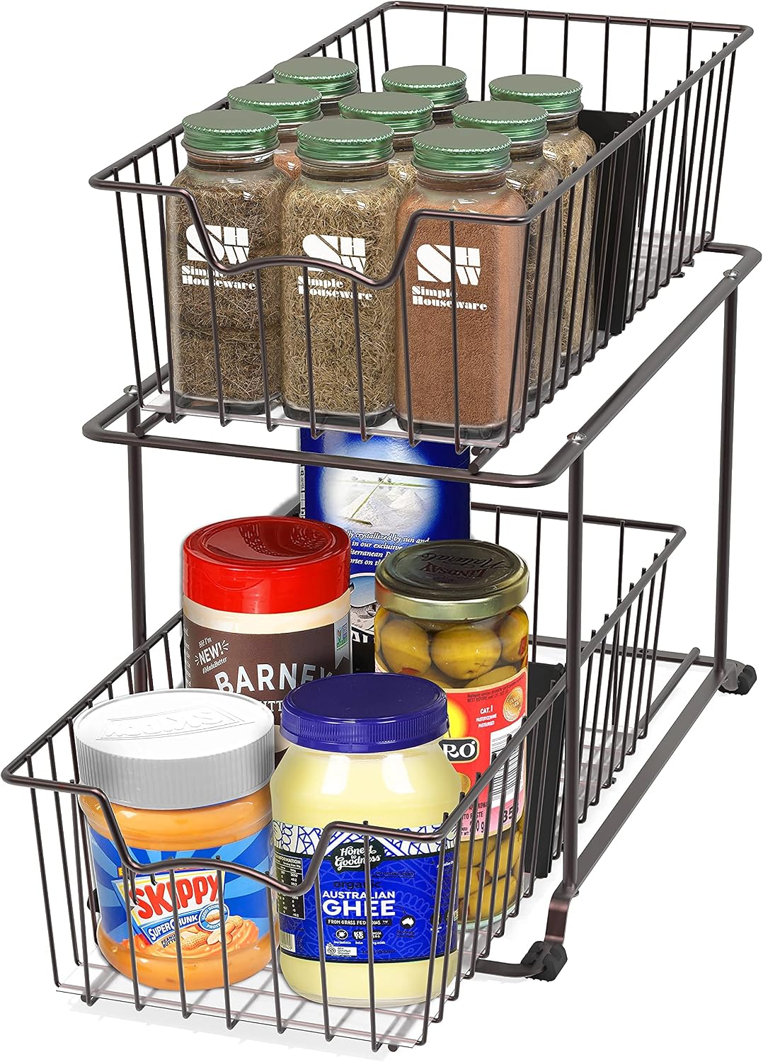Simple Houseware 2 Tier Cabinet Wire Basket Drawer Organizer, Grey