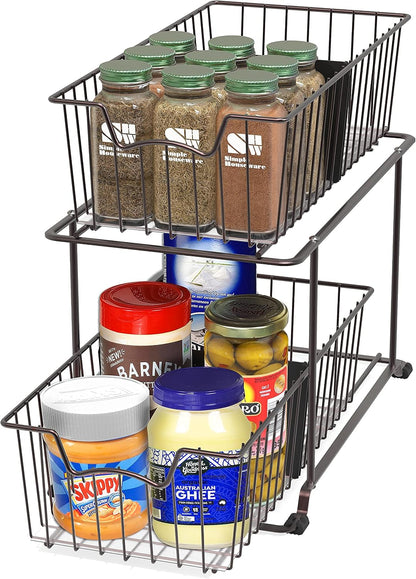 Simple Houseware 2 Tier Cabinet Wire Basket Drawer Organizer, Grey
