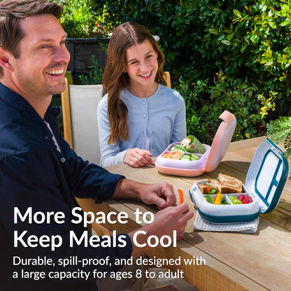 Bentgo Chill Max Leak-Proof XL Lunch Box - Included Ice Pack Keeps Food Cold; 5-Cup Capacity for Adults & Ages 8+, 3 or 4 Compartment Bento Box, BPA-Free, Dishwasher Safe (Bone & Glacier Blue)