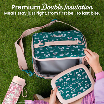Bentgo Kids Lunch Bag - Durable, Double-Insulated Lunch Bag for Kids 3+; Holds Lunch Box, Water Bottle, & Snacks; Easy-Clean Water-Resistant Fabric & Multiple Zippered Pockets (Mermaid)