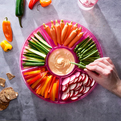 Plasticpro 6 Sectional Round Plastic Serving Tray/Platter (4, Clear)