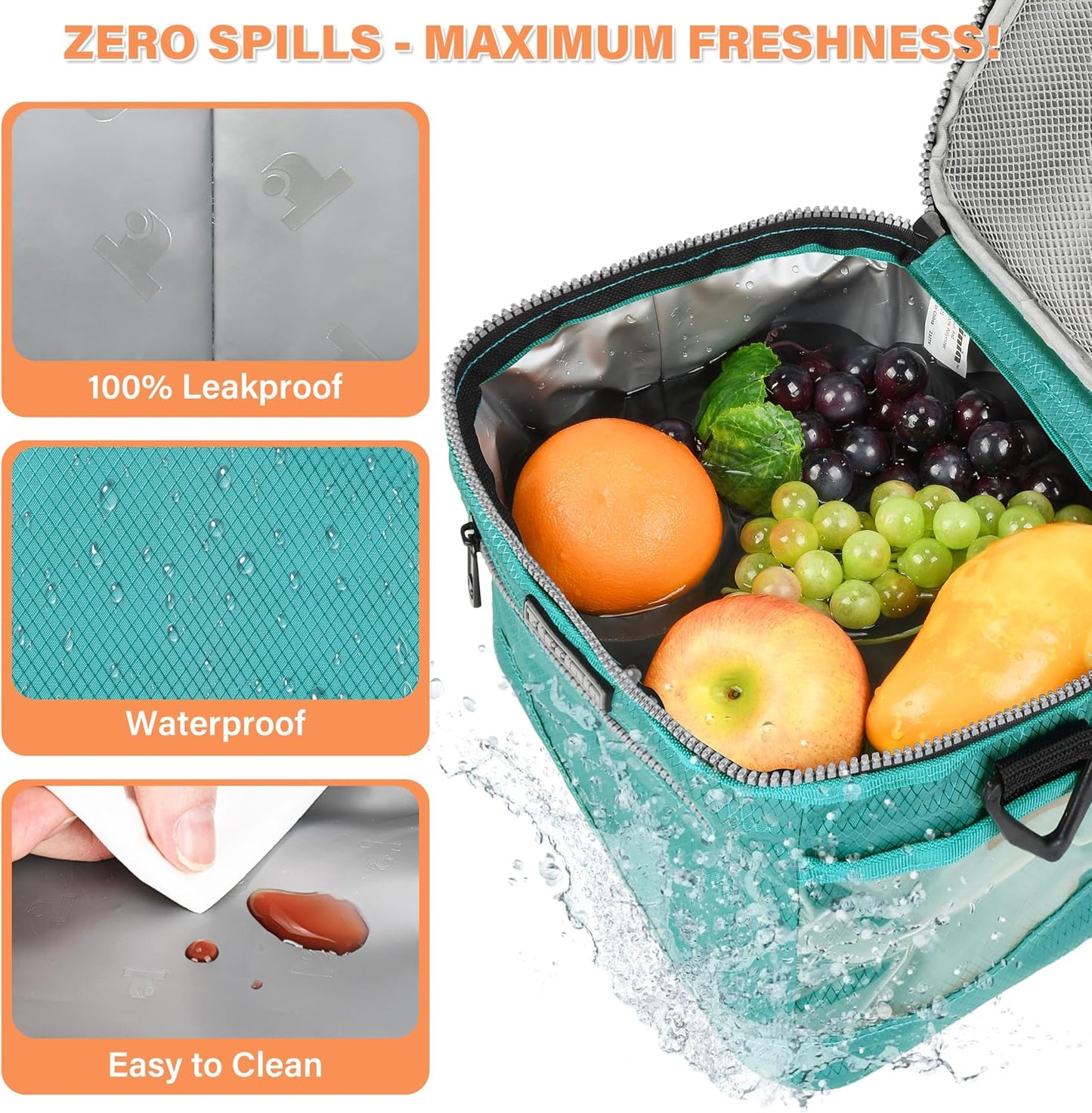 Tirrinia Insulated Lunch Box for Men/Women, Leakproof Lunch Bag for School Work, Large Lunch Tote Kids Boys Girls Student Back to School, Soft Cooler Office Picnic Beach Camping for Adults, Charcoal