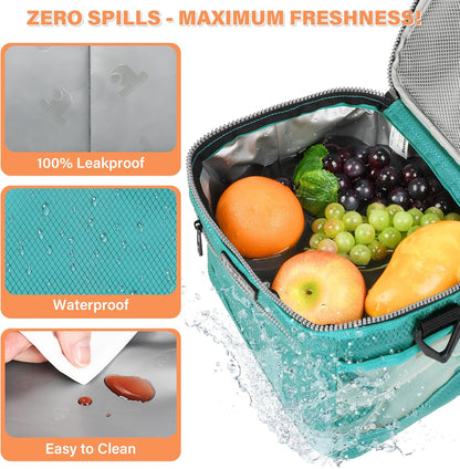 Tirrinia Insulated Lunch Box for Men/Women, Leakproof Lunch Bag for School Work, Large Lunch Tote Kids Boys Girls Student Back to School, Soft Cooler Office Picnic Beach Camping for Adults, Charcoal