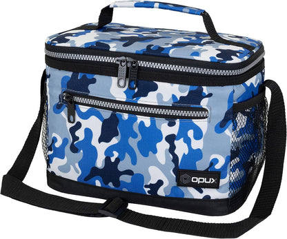 opux Insulated Lunch Box Men Women, Lunch Bag for Work School, Leakproof Soft Cooler Tote Adult, Large Lunch Pail Kids Boys Girls, Picnic Beach Food Bag with Shoulder Strap, Purple Floral