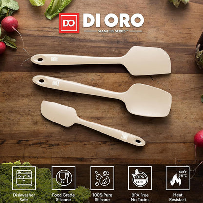 DI ORO Silicone Spatula Set - Rubber Kitchen Spatulas for Baking, Cooking, & Mixing - 600°F Heat-Resistant & BPA Free Silicone Scraper Spatulas for Nonstick Cookware - Dishwasher Safe (3pc, Black)