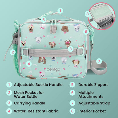 Bentgo Kids Lunch Bag - Durable, Double-Insulated Lunch Bag for Kids 3+; Holds Lunch Box, Water Bottle, & Snacks; Easy-Clean Water-Resistant Fabric & Multiple Zippered Pockets (Mermaid)