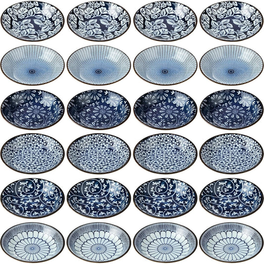 Ramede 24 Pcs Japanese Soy Sauce Dish 3.5 oz Small Ceramic Dipping Bowls