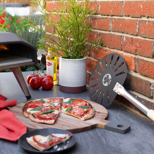 Chef Pomodoro 9-Inch Aluminum Pizza Turning Peel, Detachable Wood Handle