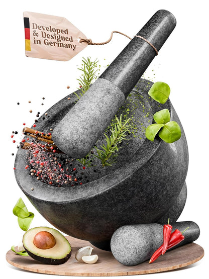 ChefSofi Mortar and Pestle Set (Gray, 2-Cups)