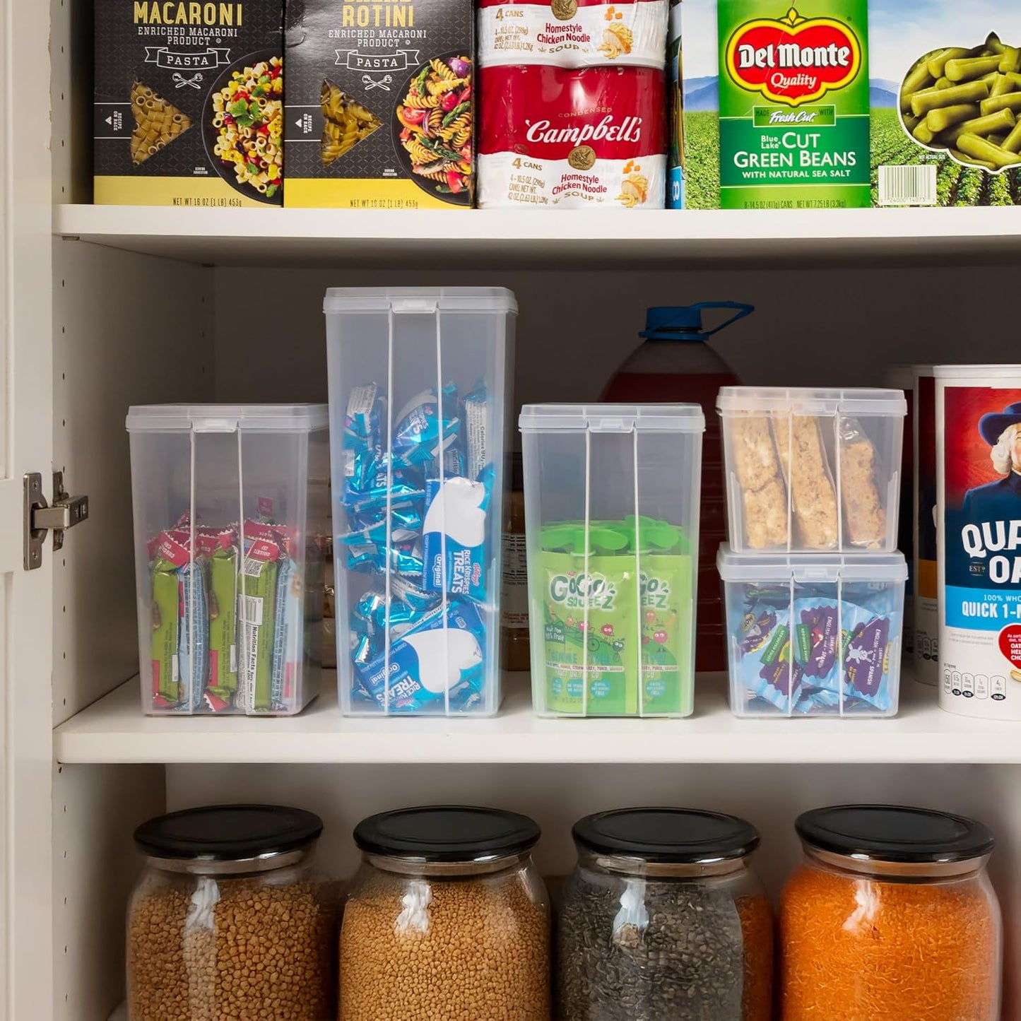 IRIS USA Vertical Storage Bins with Lids |Made in USA| Flip Top Containers for Organizing Pantry, Office, Craft, and Study Supplies - Small (10-Pack)