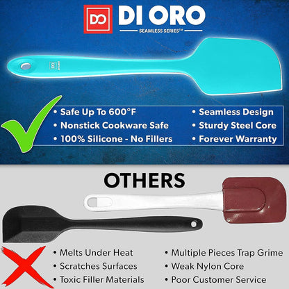 DI ORO Silicone Spatula Set - Rubber Kitchen Spatulas for Baking, Cooking, & Mixing - 600°F Heat-Resistant & BPA Free Silicone Scraper Spatulas for Nonstick Cookware - Dishwasher Safe (4pc, Black)