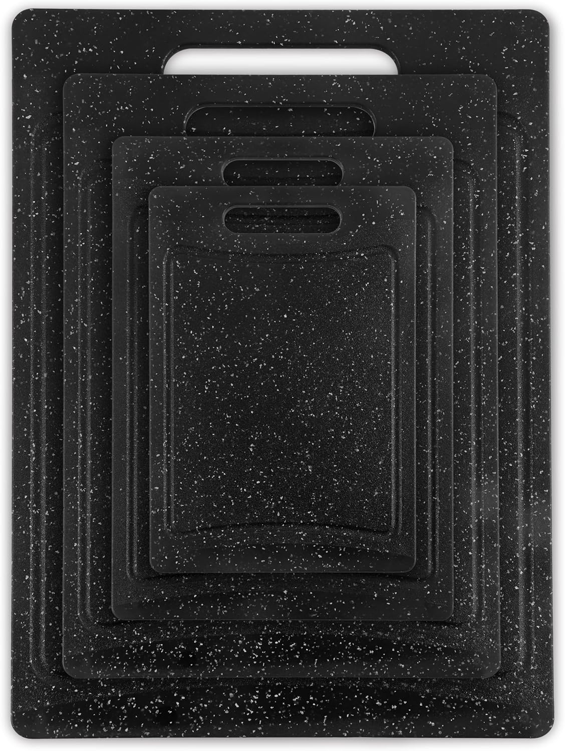 COOK WITH COLOR Non-Slip Cutting Board Set – Kitchen Essentials with Easy Grip Handle for Meat, Veggies, and Fruits, 3 Cutting Boards, Speckled White