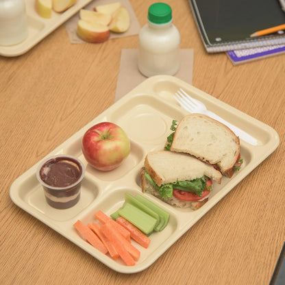 Carlisle FoodService Products Melamine Lunch Tray with 4 Compartments, Right Handed Cafeteria Tray with Divided Compartments for Food, 10" x 9.75", Dark Blue