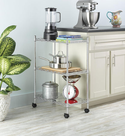 Whitmor 2-Wire Shelving Unit, Metal Storage Shelves, Stacking Shelf with Basket, Easy Assembly Home Organizer for Pantry, Kitchen, Garage, Plant