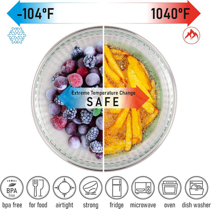 Set of 4 Stackable Space-Saving Nesting Glass Bowls with Airtight Acacia Lids for Lunch, Meal & Food Prep - Microwave & Oven-ready BPA Free Durable Heat Resistant Inert Borosilicate Glass