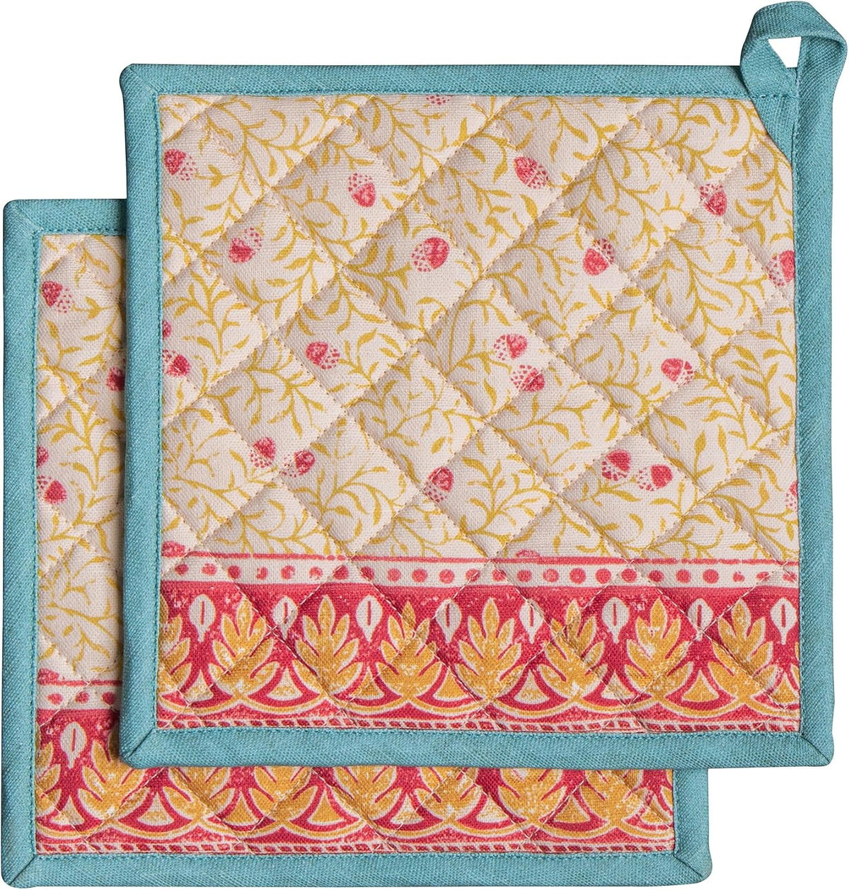 Maison d' Hermine 100% Cotton Oven Mitt & Pot Holder Set (7.5"x13" & 8"x8") - Colors C