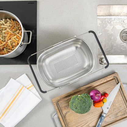 Restaurantware 6 qt Stainless Steel Over The Sink Colander