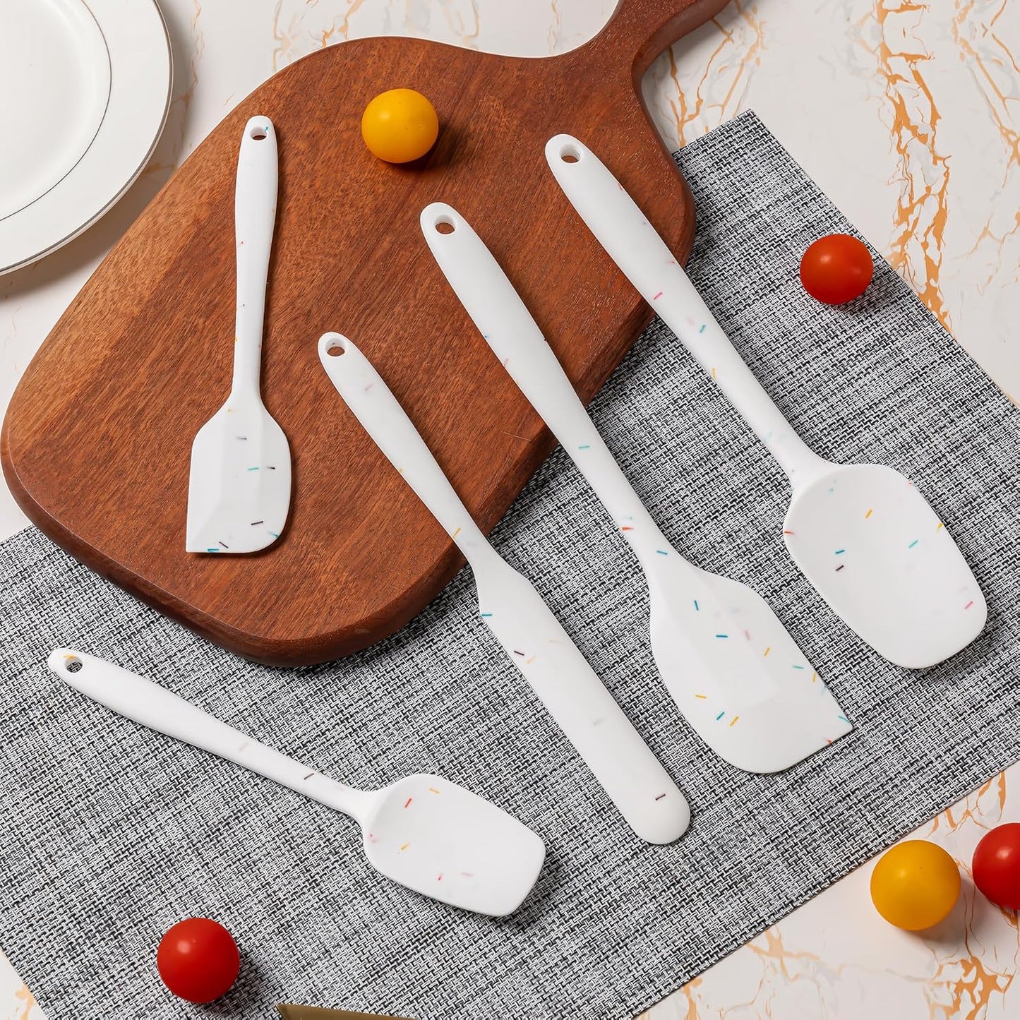 Silicone Spatula Set, 5 Piece Food Grade Rubber Spatulas for Baking, Cooking, and Mixing High Heat Resistant Non Stick Dishwasher Safe BPA-Free (Multicolor)