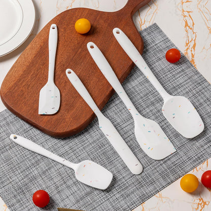 Silicone Spatula Set, 5 Piece Food Grade Rubber Spatulas for Baking, Cooking, and Mixing High Heat Resistant Non Stick Dishwasher Safe BPA-Free (Multicolor)