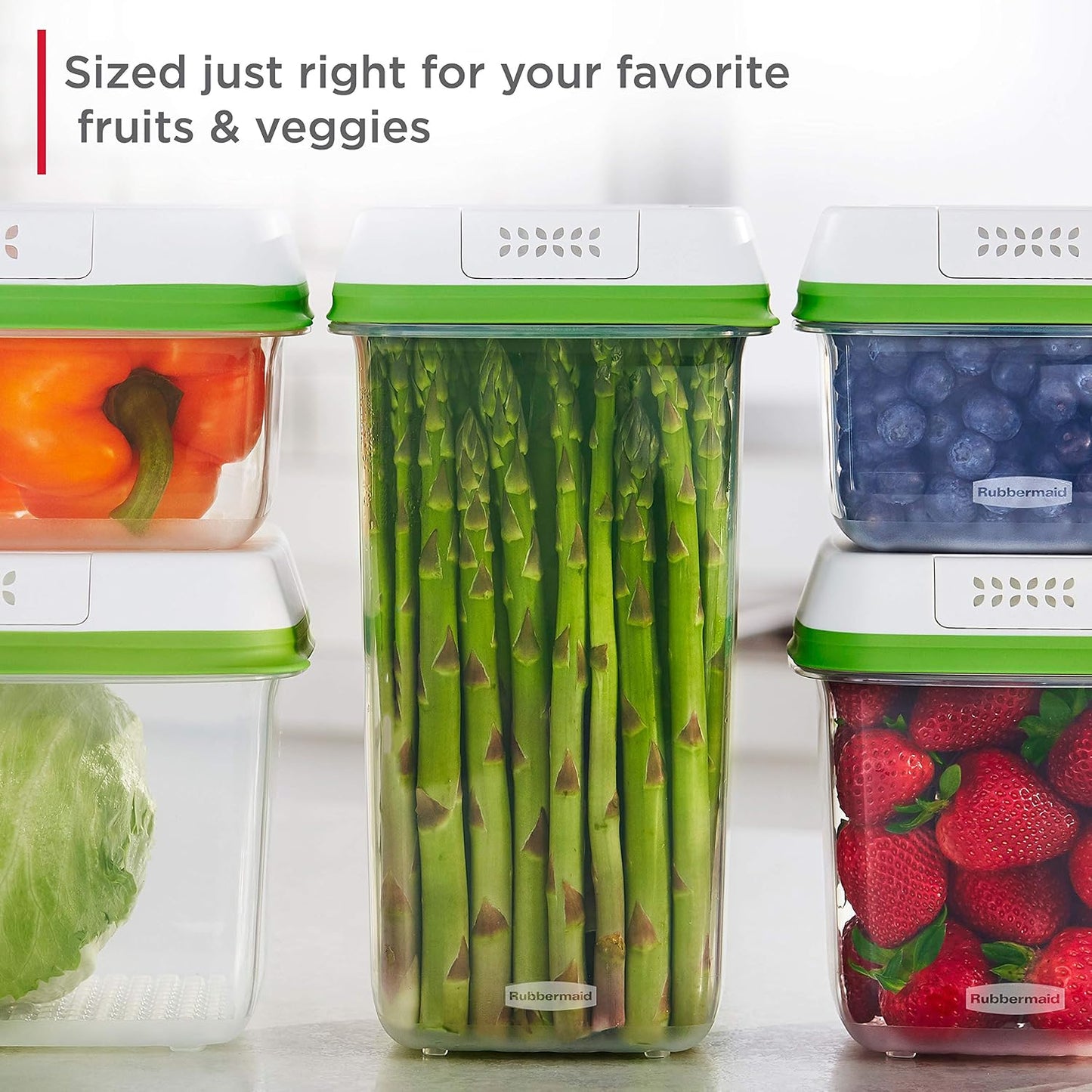 Rubbermaid FreshWorks Produce Saver, Medium and Large Storage Containers, 8-Piece Set, Set of 4, Med & Lg, Clear