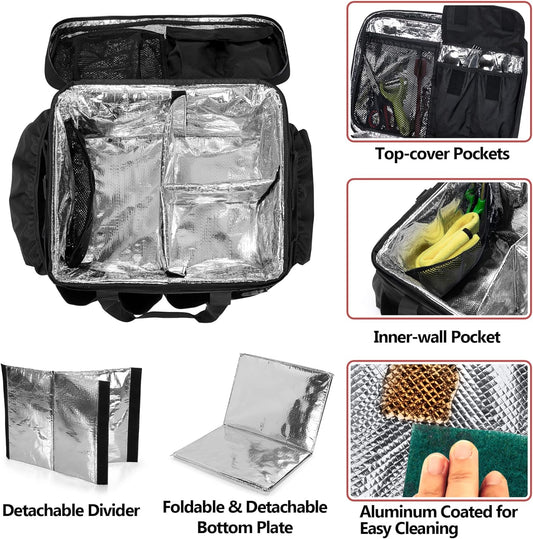 HODRANT Large Grill Caddy with Lid, BBQ and Picnic Bag Organizer with Paper Towel Holder, Tailgating Accessories Basket for Barbecue Utensil & Camping Gear Must Haves, Black, Bag Only
