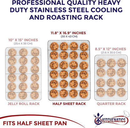 Kitchenatics 4-Tier Stackable Cooling Rack Space Saving Baking Set, 15x10"