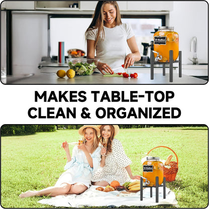Adjustable Drink Dispenser Stand,Beverage Dispenser Stand only,Fit 1-3 Gallon Container,Water Jug Jar,Beverage Dispenser,Glass Water Jug,for Parties outdoors (For 6"-10" Despenser)