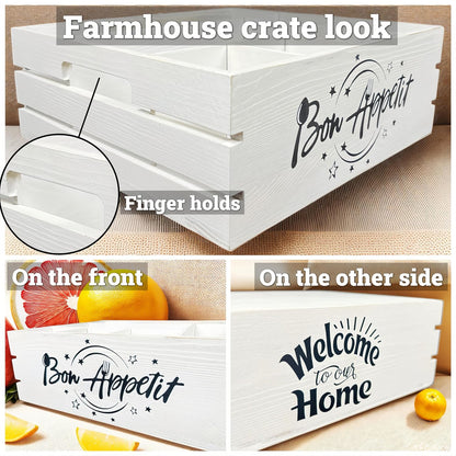 Utensil Holder for Party Farmhouse Crate Look - White Napkin Paper Plate Dispenser for Countertop - Silverware Caddy for Plate, Cup, Fork, Spoon - Flatware Box Organizer for Outdoor Camping Picnic