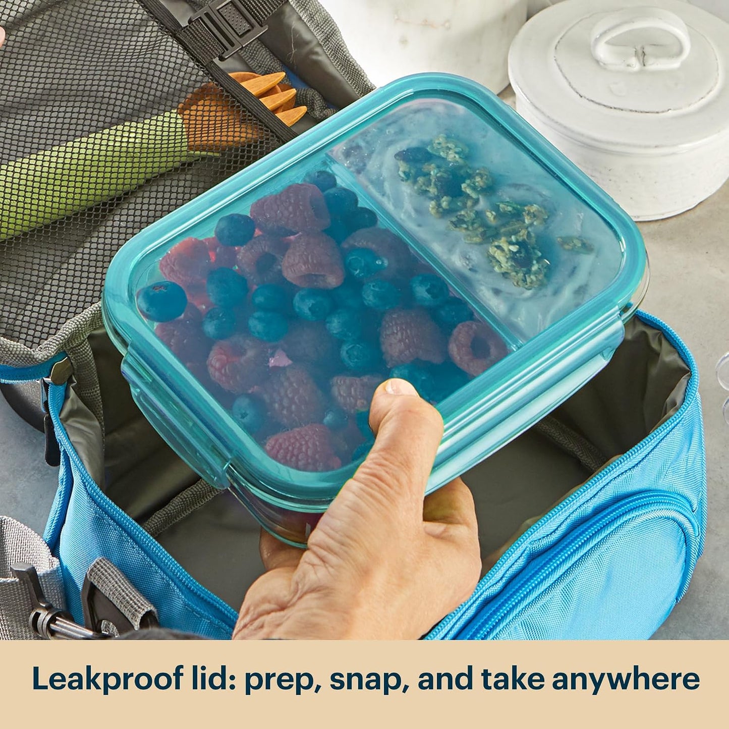 Pyrex Glass Meal Box (5-Pack, 2.3 Cup) Divided Compartments with Locking Lids, For Meal Prepping and Portioning, BPA Free Microwave Dishwasher Safe