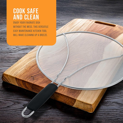 U.S. Kitchen Supply 3-Piece Stainless Steel Splatter Guard Set (13", 11.5", 9.5") Fine Mesh Cover, Grease & Oil, Splatter Screen for Frying Pan, Cooking Pots, with Resting Feet & Comfort Grip Handles