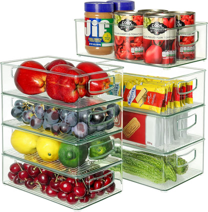 Heyuzb Pantry Organizers and Storage, 12 Pack Clear Plastic Storage Bins for Freezer, Multi-Use Organizer Bins for Kitchen, Office, Fridge, Cabinet and Shelf Organizing