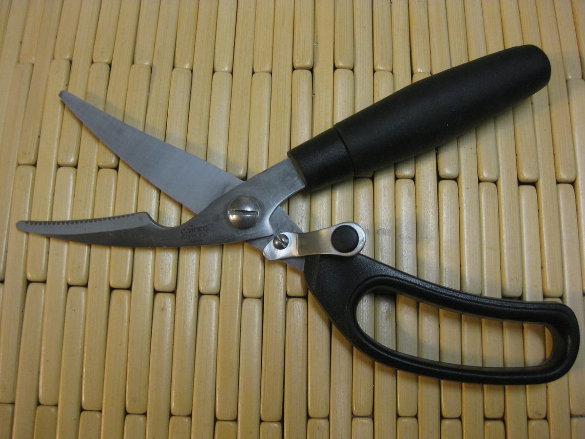 Winco 7 3/4" Black Herb Stainless Steel Shears, Five Blades, and Handle