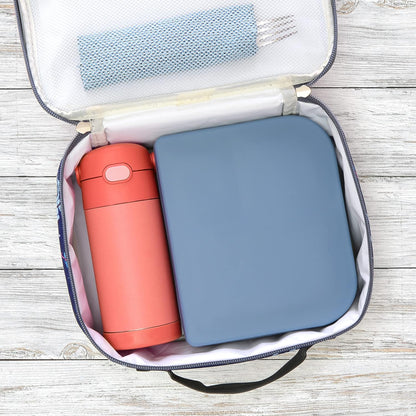 PrimaStella Unbreakable Silicone Lunch Box for Kids and Adults - Divided Leak Proof Bento Box (Slate Blue)