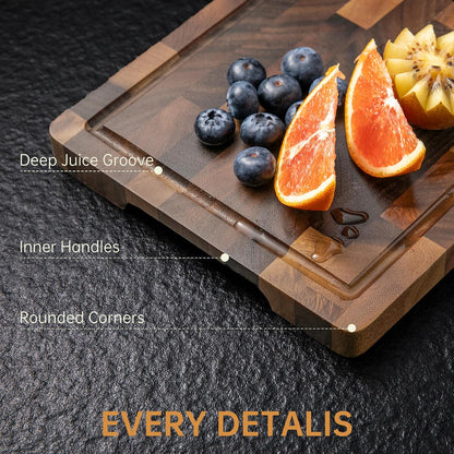 THETCHRY Teak Wood Cutting Board Set of 3 Wooden Cutting Boards for Kitchen | Premium Teak Wood • FSC Certified • Deep Juice Groove • Built-In Handles • Non-Slip Feet • 3 Practical Sizes • Gift-Ready Box
