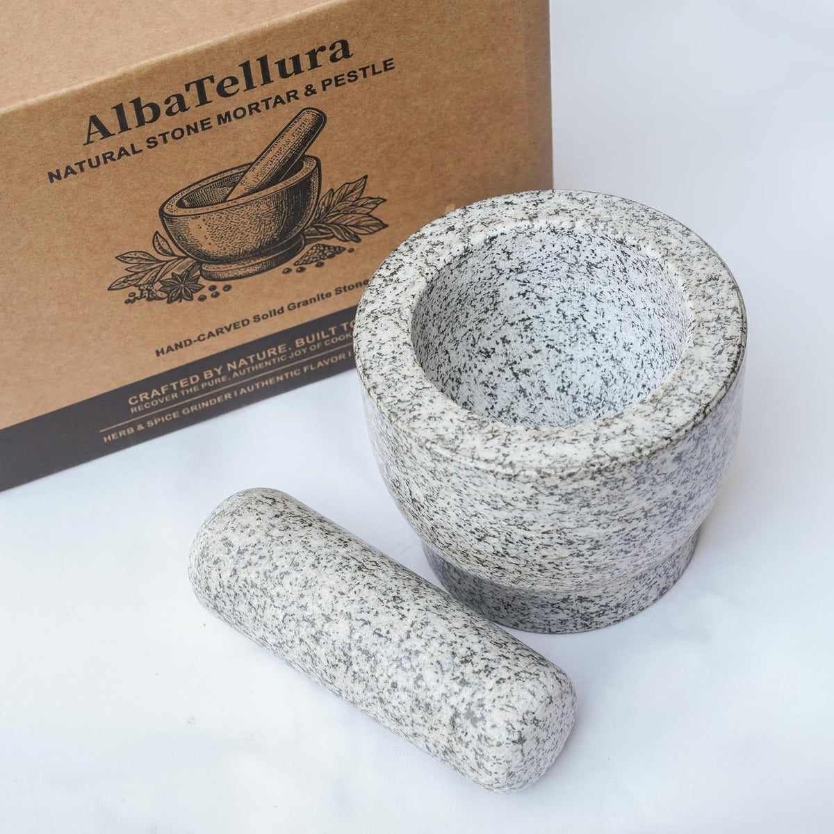 Natural Stone Mortar and Pestle Set, Granite