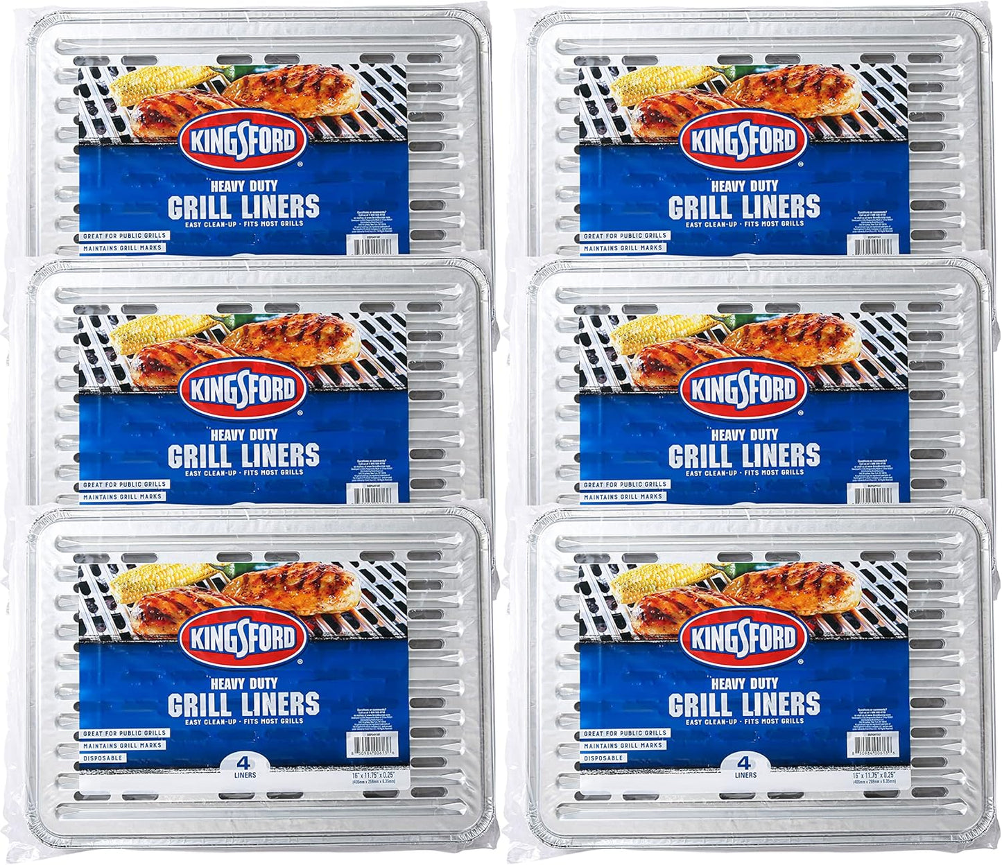 Kingsford Extra Tough Aluminum Grill Liners, Disposable Foil Grill Toppers for Outdoor Grills, Helps Keep Food and Sauce from Falling Through Grates, 16 x 11.75 in, 14 Count