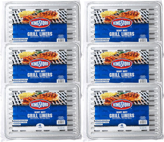 Kingsford Extra Tough Aluminum Grill Liners, Disposable Foil Grill Toppers for Outdoor Grills, Helps Keep Food and Sauce from Falling Through Grates, 16 x 11.75 in, 14 Count