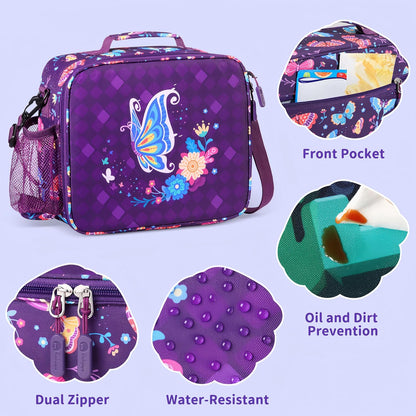 rockpapa Chill Kids Lunch Box Set with Leakproof 5.5 Cups Bento Box, Reusable Ice Pack, 14oz Insulated Water Bottle & Lunch Bag, BPA-Free Microwave Safe for School Boys Girls (Black Games)