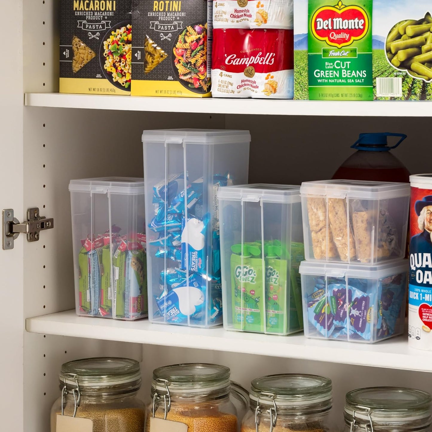 IRIS USA Vertical Storage Bins with Lids |Made in USA| Flip Top Containers for Organizing Pantry, Office, Craft, and Study Supplies - Small (10-Pack)
