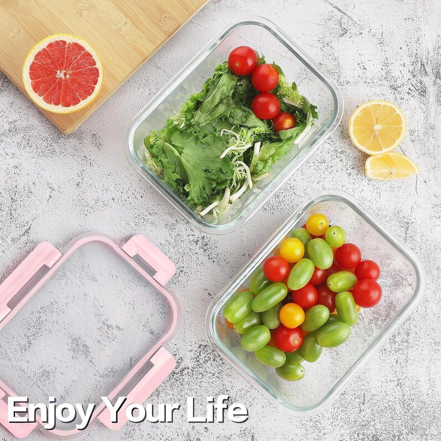 8 Pack 36oz Large Glass Meal Prep Containers with lids, Glass Food Storage Containers with Leak Proof Snap Lock Lids , Airtight Bento lunch Boxes, Kitchen Storage, Oven, Freezer and Dishwasher Safe