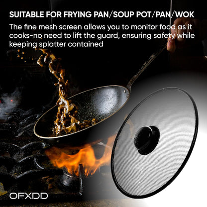 Stainless Steel Splatter Screen for Pan - Set Of 2: 8.2", 8.2" - Safe Protection Shield for Frying Grease Splash - Fry Oil Guard for Cooking