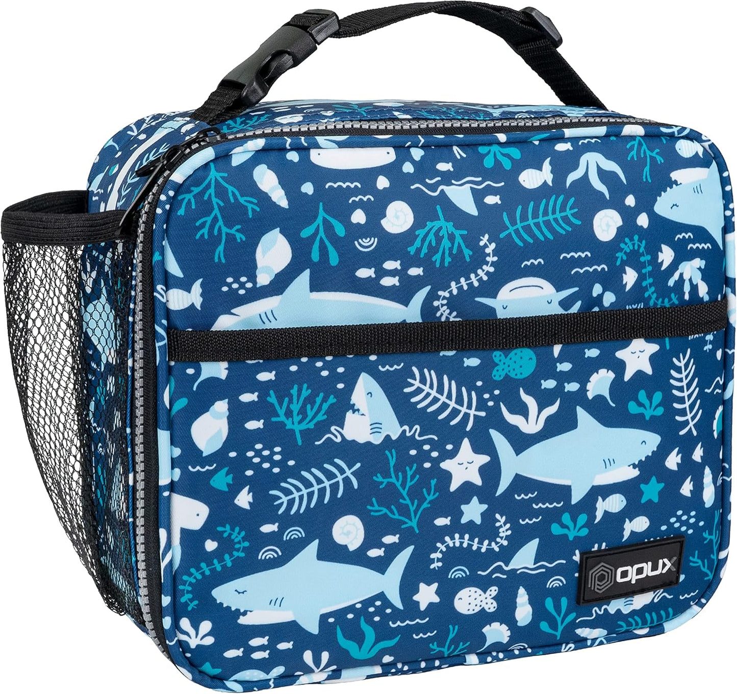 opux Insulated Lunch Bag Kids, Lunch Box for School Boy Girl, Leakproof Small Reusable Compact Soft Mini Cooler Bag, Toddler Small Lunch Boxes Kit Pail with Front Side Pockets (Purple)
