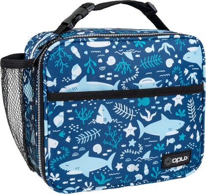 opux Insulated Lunch Bag Kids, Lunch Box for School Boy Girl, Leakproof Small Reusable Compact Soft Mini Cooler Bag, Toddler Small Lunch Boxes Kit Pail with Front Side Pockets (Purple)