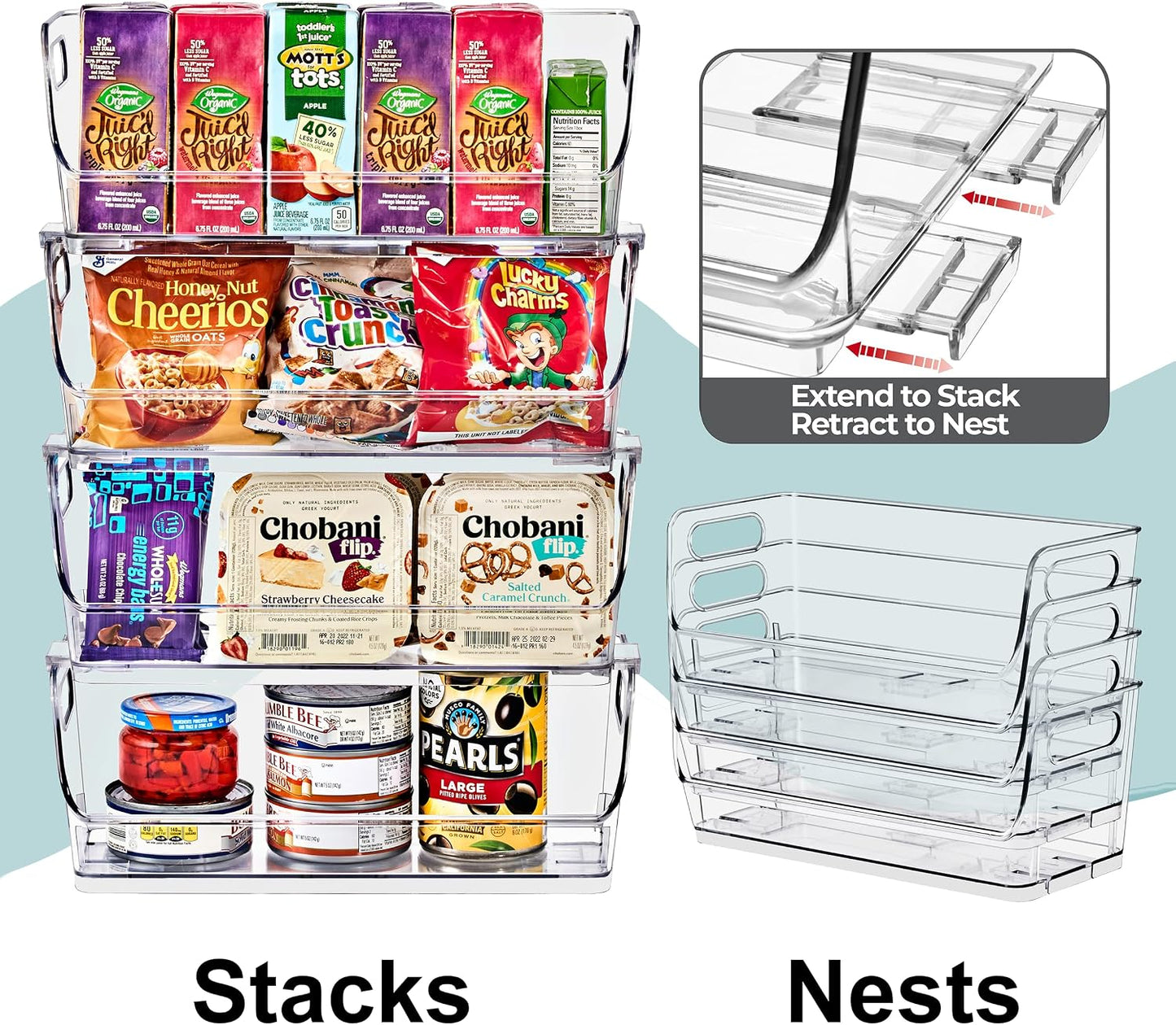 Sorbus Stackable Storage Bins Open Front - Clear Stackable Storage Bins - Pantry Bins for Storage and Organization - Acrylic Stackable Bins for Kitchen - Clear Pantry Organizer Bins (Medium 2 Pack)