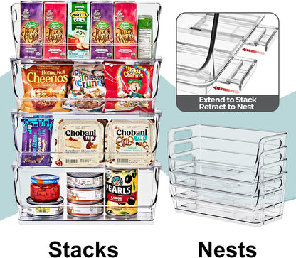 Sorbus Stackable Storage Bins Open Front - Clear Stackable Storage Bins - Pantry Bins for Storage and Organization - Acrylic Stackable Bins for Kitchen - Clear Pantry Organizer Bins (Medium 2 Pack)
