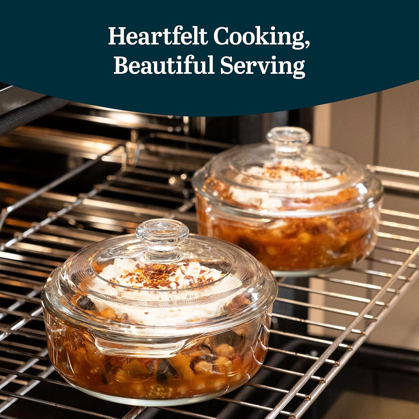Libbey Baker’s Premium 2 Piece Glass Pie Plate, Stackable, Space Saving Casserole Dish Set with Lids, Glass Baking Dish Set for Fruit Pies, Quiches